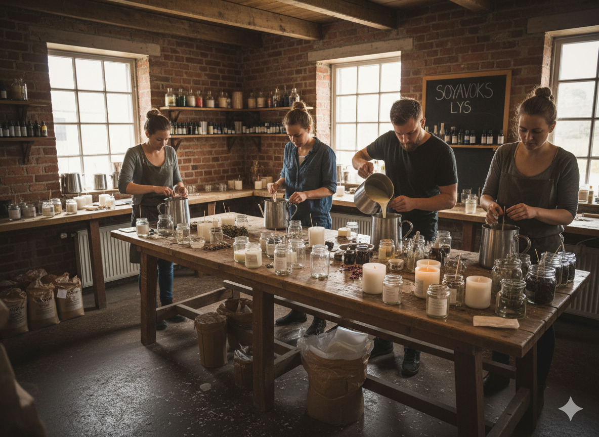 Soyavoks lysestøping på verksted